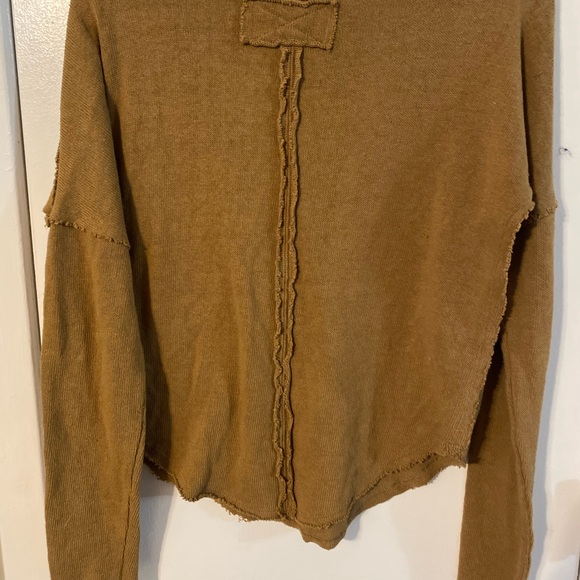 We The Free Brownish Mustard Grungy Lagenlook Top Size Medium - Picture 4 of 5